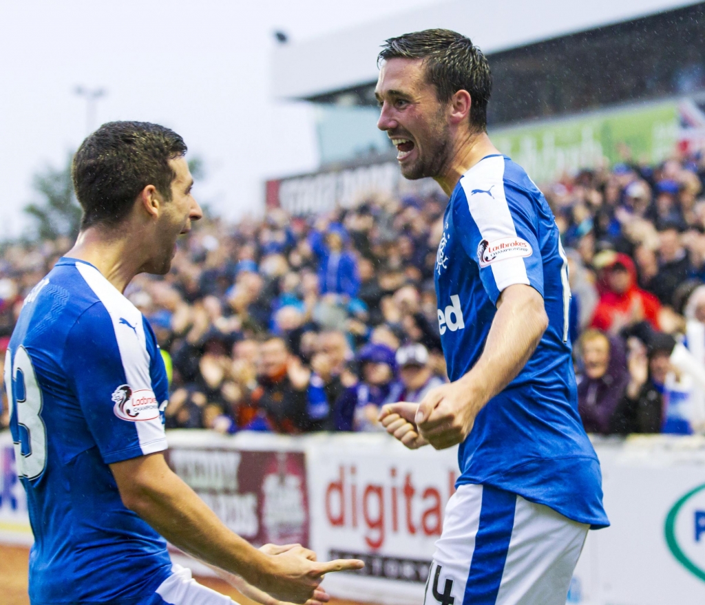 Nicky Clark celebrates his opener against Ayr United on night