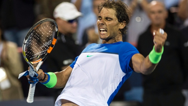 Rafael Nadal of Spain celebrates his victory