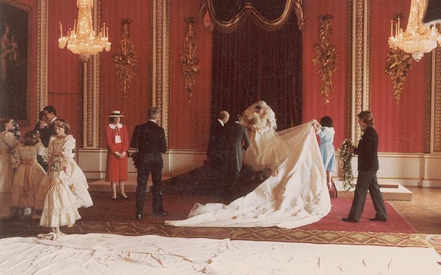 Princess Diana with members of her family and the wedding party