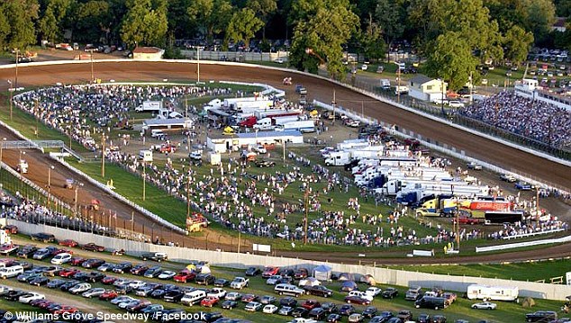 Tragic James'Jim Campbell was doing warm-up laps at Williams Grove Speedway in Pennsylvania when his car started smoking then flipped and collided with a wall on the half-mile clay track on Friday night