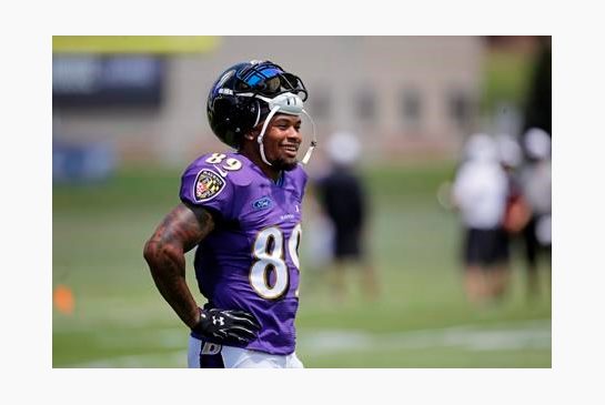 Baltimore Ravens wide receiver Steve Smith stands on the field during NFL football training camp in Owings Mills Md. on Aug. 1 2015. Steve Smith says he will retire at the end of the 2015 season his 15th in the NFL. The five-time Pro Bowler announced