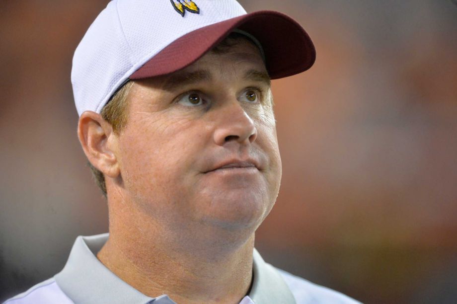 2015 shows Washington Redskins head coach Jay Gruden on the sideline during an NFL preseason football game against the Cleveland Browns in Cleveland. Washington won 20-17