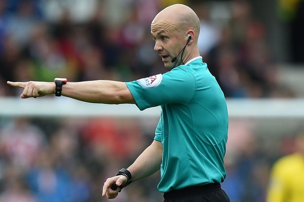 Referee Anthony Taylor during the Barclays Premier League match at the Britannia Stadium Stoke