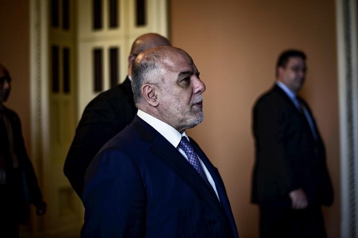 ReutersIraqi Prime Minister Haider al Abadi walks to a meeting with the Senate leadership at the US Capitol in Washington