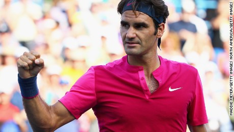 Roger Federer celebrates after beating Andy Murray in 's second semifinal in Cincinnati