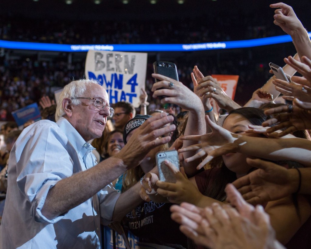 Bernie Sanders meets some of his many supporters that come out to his rallies in record numbers. This