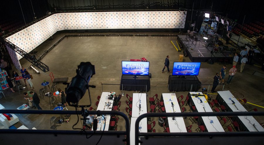 The media center at the Quicken Loans Arena in Cleveland Thursday Aug. 6 2015 before tonight's first Republican presidential debate