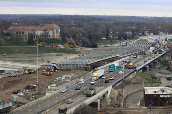 2014 shows one section of the $500 million I-75 Phase II modernization project which is under way in Dayton Ohio