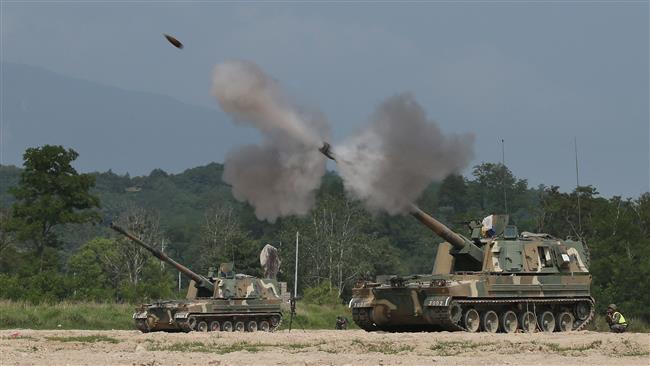 Korean army tank firing on an undisclosed target