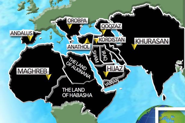 Terrifying The map showing ISIS's plans to take over the world