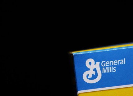 The General Mills logo is seen on a box of Cheerios cereal in Evanston Illinois