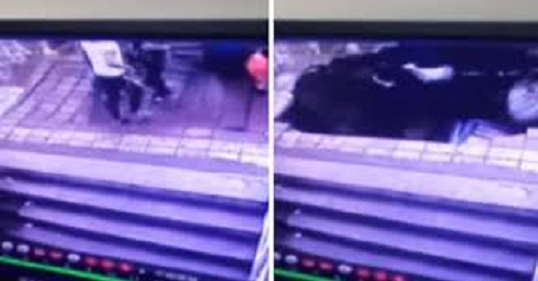 Surveillance video in China shows 4 fall into sinkhole near bus stop