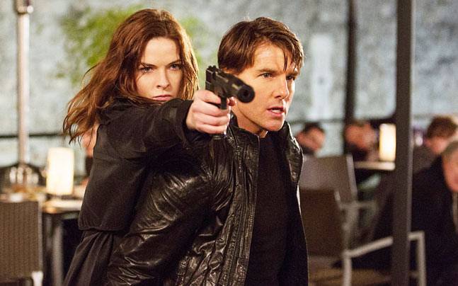 Tom Cruise and Rebecca Ferguson in a still from Mission Impossible Rogue Nation