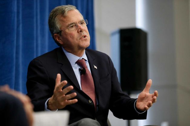 Republican presidential candidate former Florida Gov. Jeb Bush speaks during a forum sponsored by Americans for Peace Prosperity and Security Thursday Aug. 13 2015 at St. Ambrose University in Davenport Iowa