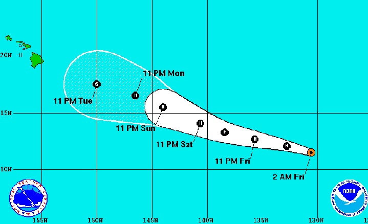 The Category 1 storm has maximum sustained winds early Friday near 80 mph with additional strengthening forecast during the next day or two