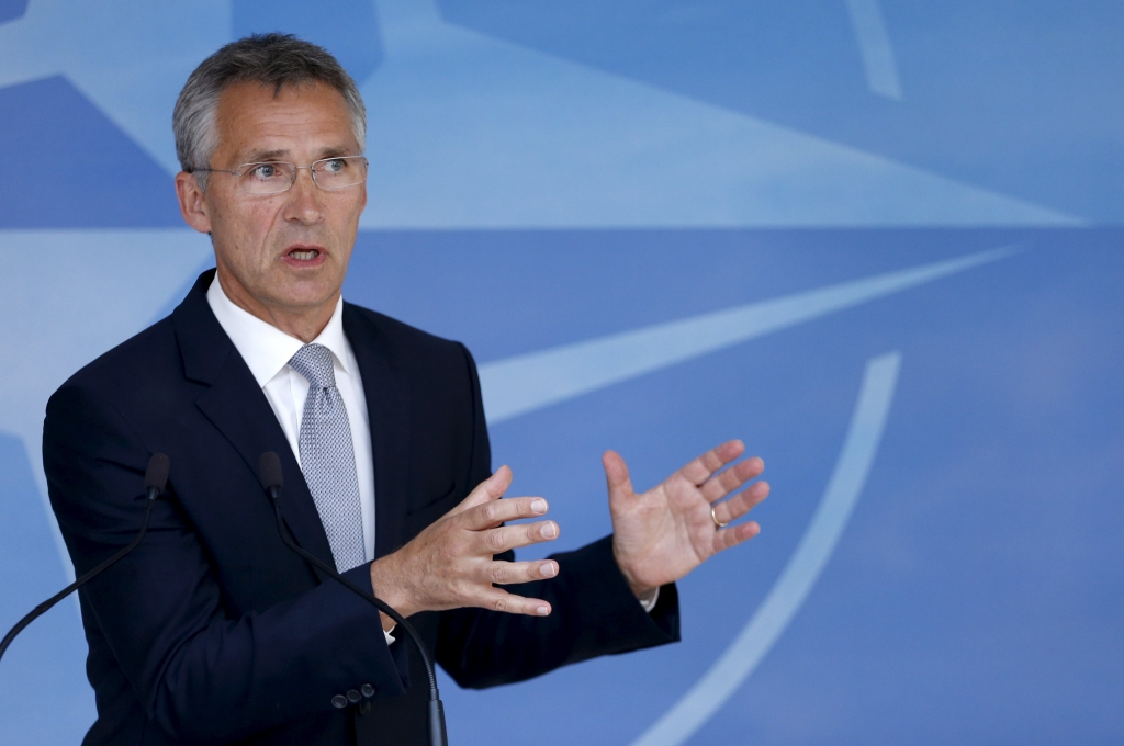 Nato Secretary General Jens Stoltenberg gestures as he addresses a news conference after the North Atlantic Council meeting following Turkey's request for Article 4 consultations at the Alliance headquarters in Brussels Belgium yesterday. – Reut