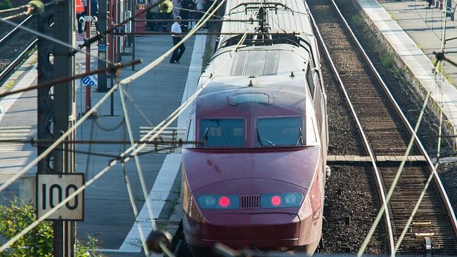 Counterterrorism probe a train stands at the station in Arras northern France afte