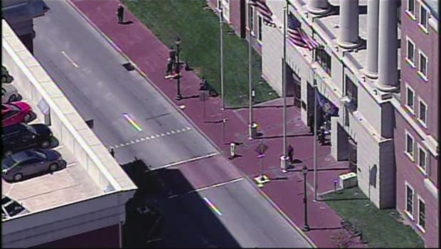 View of the courthouse from helicopter.         
                                     CBS Philadelphia