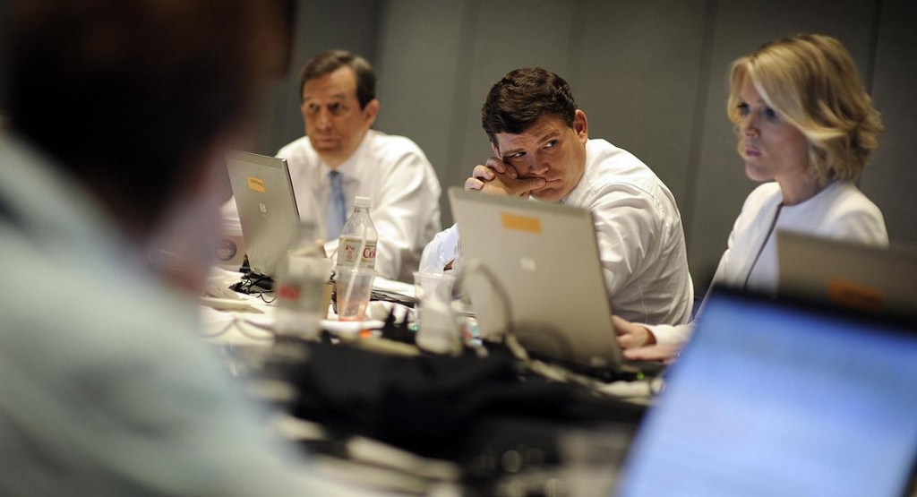 ORLANDO FL- SEPTEMBER 22 Fox news anchor Bret Baier has a production meeting with his staff prior to the Fox News  Google GOP Debate at the Orange County Convention Center