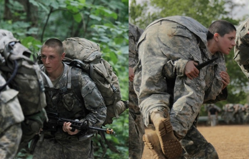 U.S. Army Ranger candidates in a class that includes two women conduct Mountaineering training during the Ranger Course on Mount Yonah in Cleveland Georgia