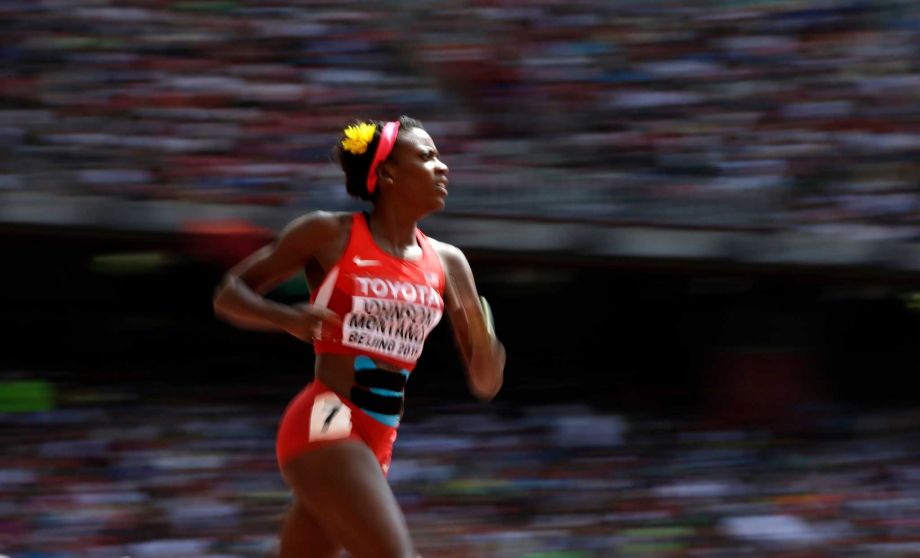 Britain's Mo Farah 2nd right races in the final of the men's 10000m at the World Athletics Championships at Bird's Nest stadium in Beijing Saturday Aug. 22 2015