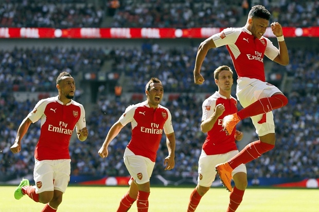 Oxlade Chamberlain shows his delight after scoring the only goal of Sunday’s Community Shield
Kirtsy Wigglesworth  AP