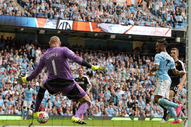 Sterling put City in front early in the second half against Watford
PETER POWELL