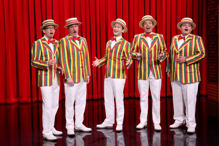 A.D. Miles Bob Martin Joseph Gordon-Levitt Jimmy Fallon and Chris Tartaro perform'BBHMM as the Ragtime Gals