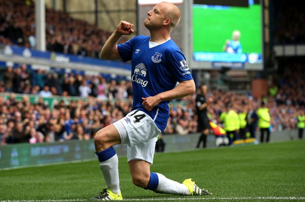 Steven Naismith celebrates scoring the opening goal