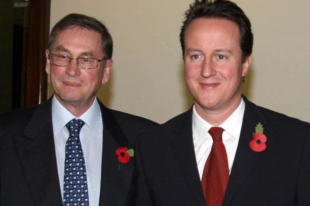 Lord Ashcroft with David Cameron at the Launch of the Victoria Cross Heroes in London