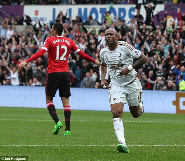 Andre Ayew makes it 1-1 in the second half as Swansea beat Manchester United at the Liberty Stadium