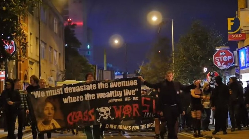 Anti-gentrification protesters in Shoreditch London