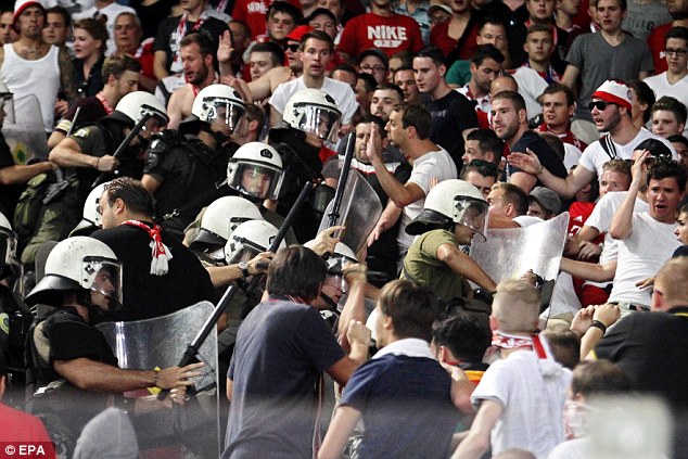 Bayern Munich's win over Olympiacos was tainted by a violent attack on the visiting fans by riot police