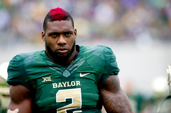 WACO TX- OCTOBER 11 Shawn Oakman #2 of the Baylor Bears looks on against the TCU Horned Frogs