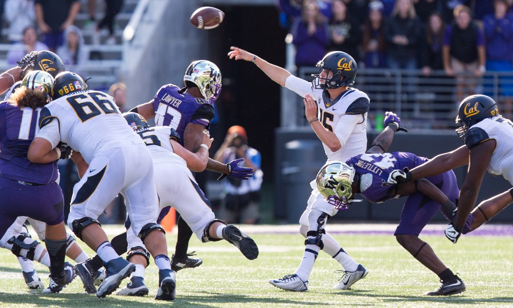 Goff drops back to pass against Washington in the first half an NCAA college football game Saturday Sept. 26 2015 in Seattle