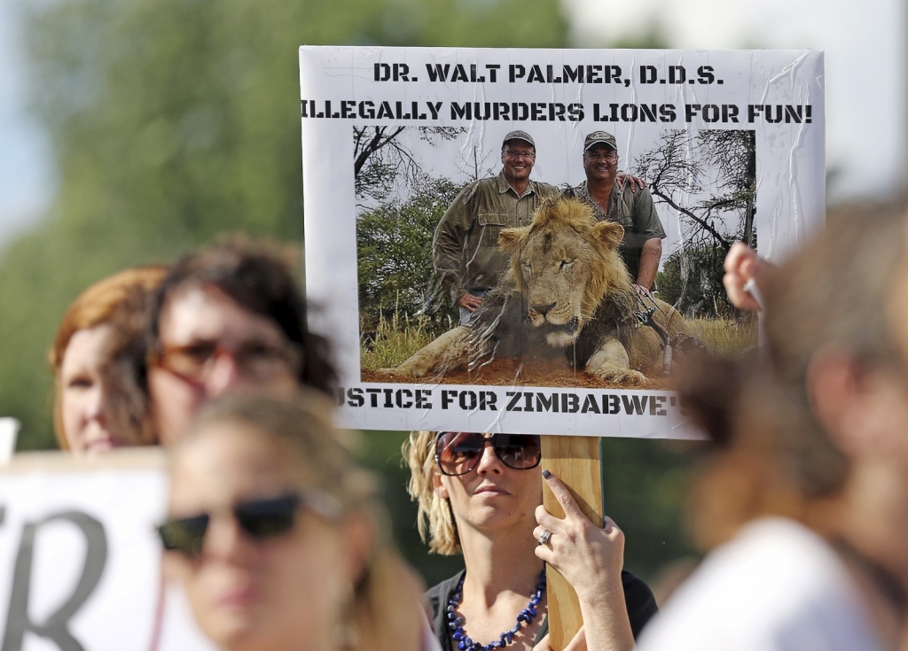 Walter Palmer protests