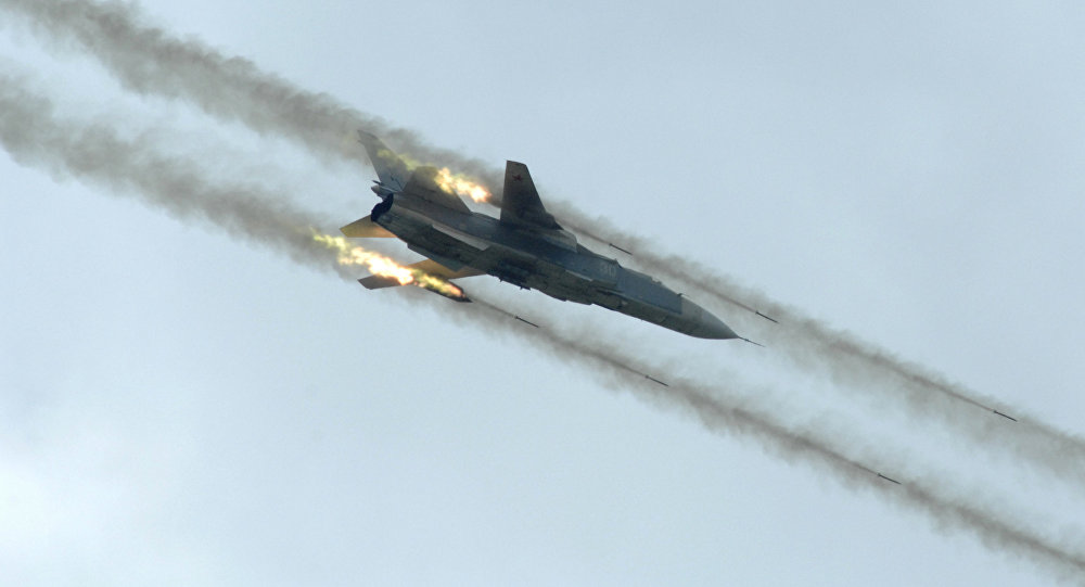 A Russian Sukhoi Su-24 attack aircraft similar to those used in Syria