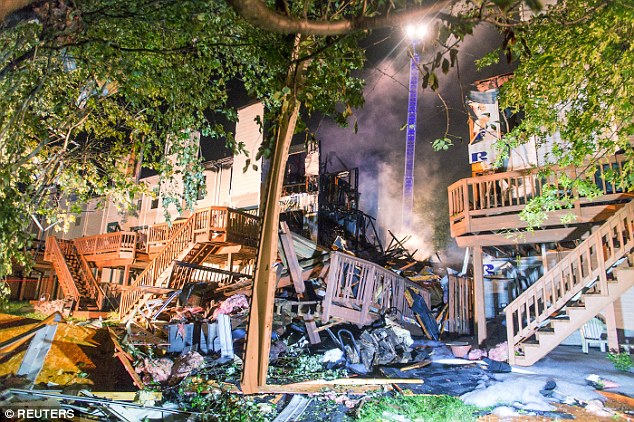 Devastated Empty plot where a house was blown away from its foundation is seen after an explosion in Columbia Maryland