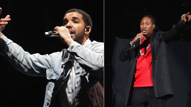 Toronto rapper Drake seen at left and Atlanta colleague Future have another No. 1 album to celebrate. Their joint release What a Time to Be Alive has debuted atop the Billboard 200 chart the second No. 1 album for each rapper in 2015