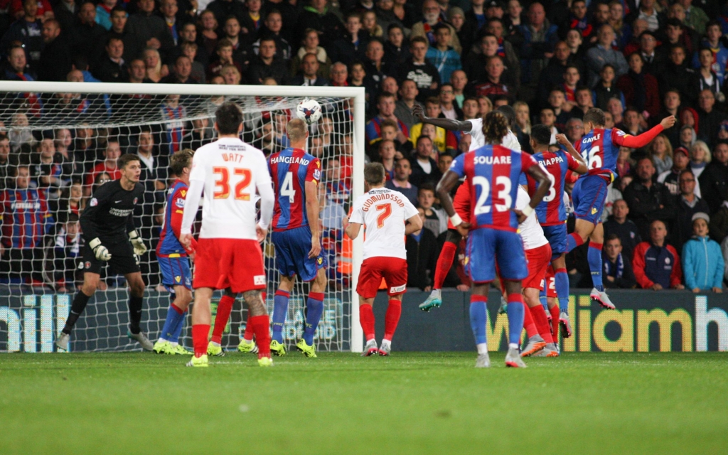 Dwight Gayle completes his hat-trick with this late header