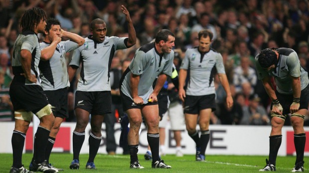 Early exit The New Zealand players are dejected following defeat in the 2007 World Cup quarter-final against France