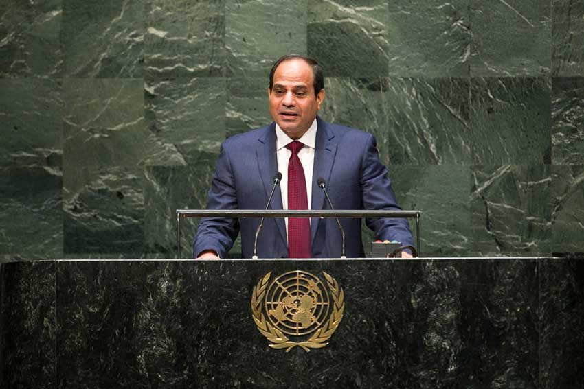 Egyptian President Abdel Fattah Al Sisi addressing the 69th Session of the General Assembly in 2014