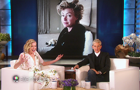 Ellen teases Portia about her bad hair days