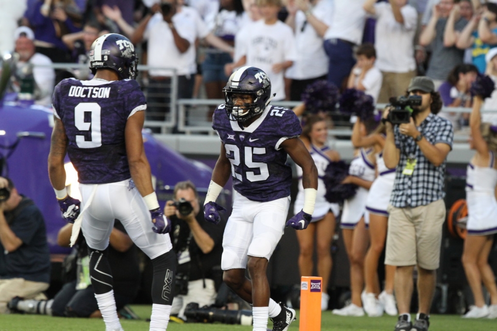 KaVontae Turpin celebrates his 61-yard touchdown catch in the first quarter