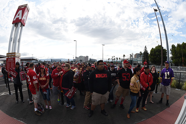 Fans wait to enter the stadium prior to the 49ers Vikings game at Levi's Stadium