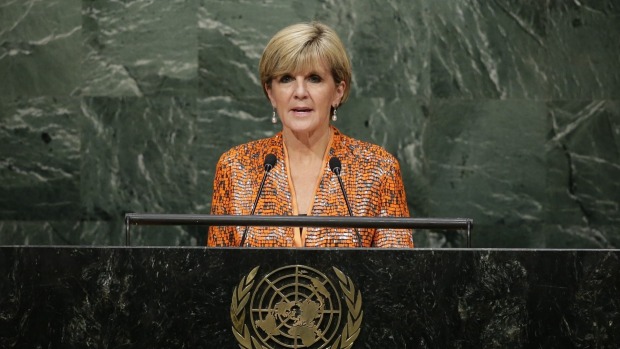 Foreign Affairs Minister Julie Bishop speaking at the United Nations on Tuesday