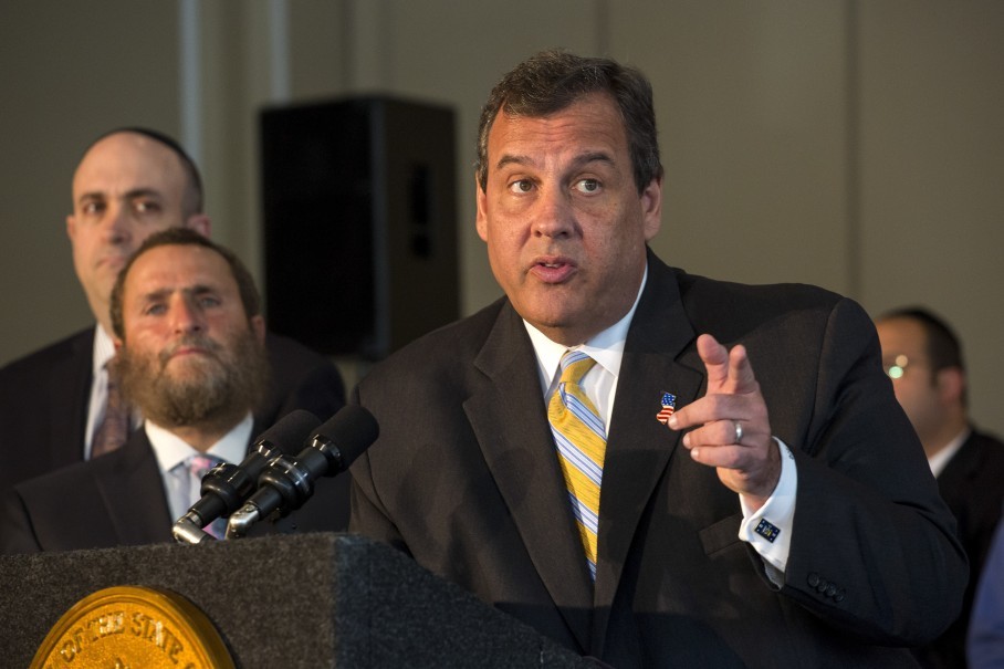 GOP presidential candidate and N.J. Gov. Chris Christie at a news conference in New Brunswick N.J. on Aug. 25