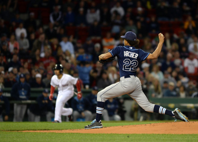 Chris Archer survives five walks to allow one run in five innings against the Red Sox though he winds up with a no-decision