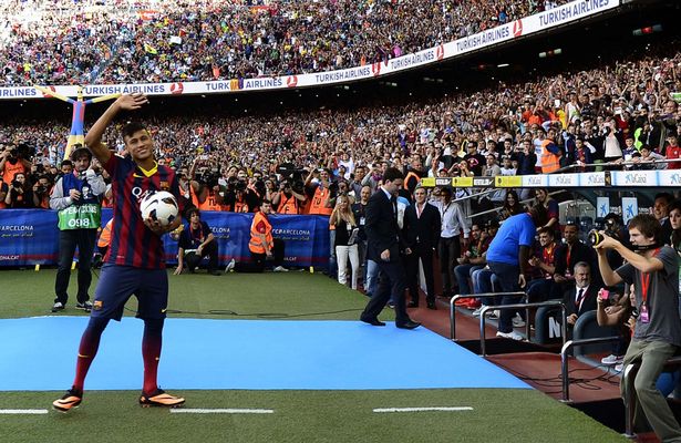 Neymar Is Unveiled At Camp Nou As New Barcelona Signing