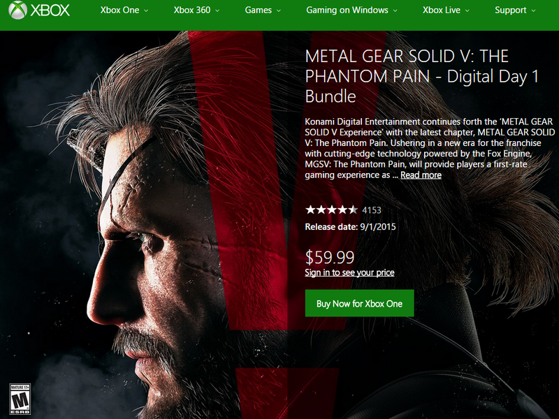 Metal Gear Solid V The Phantom Pain For Xbox One